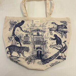 Sezane Canvas Tote with Animal Print